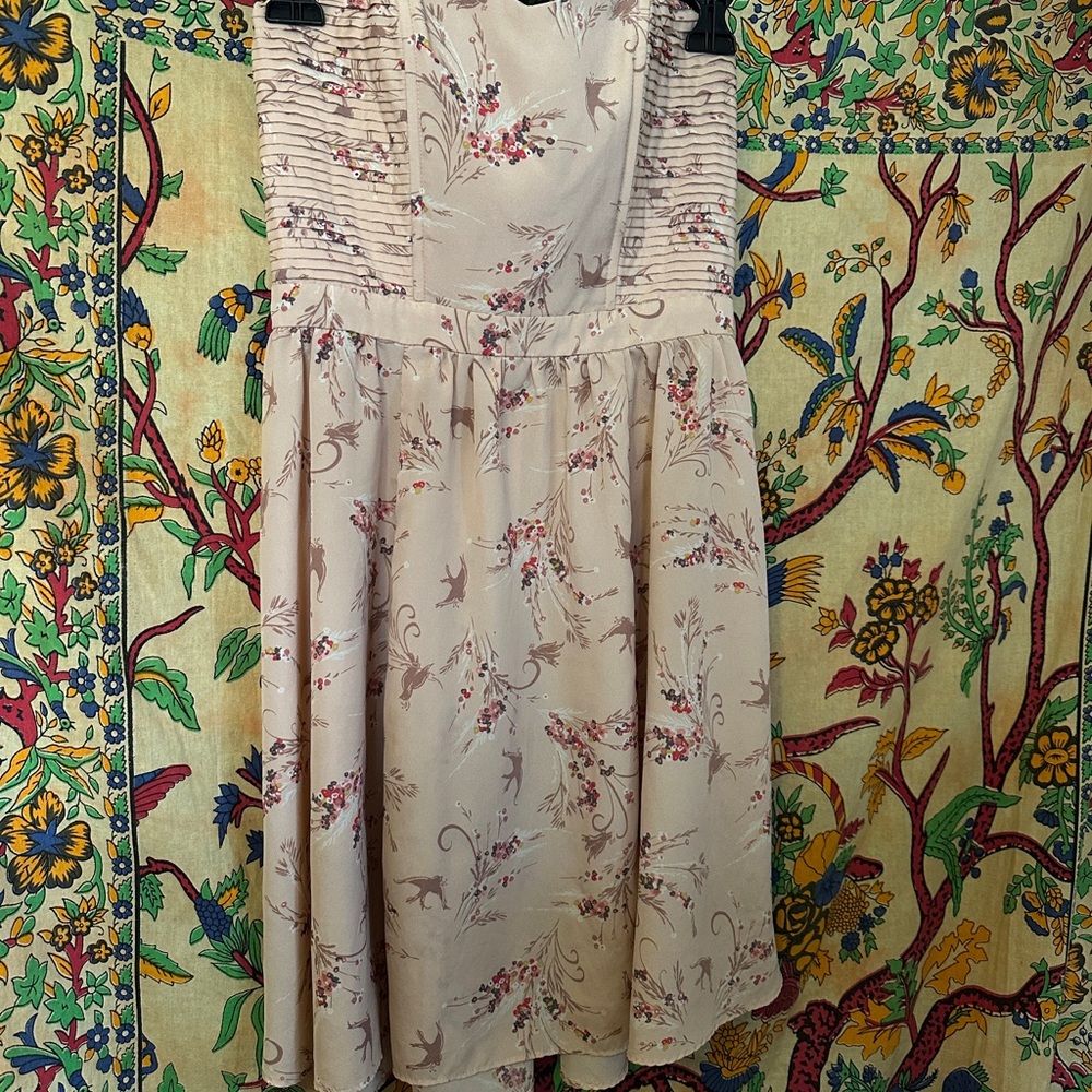 Lauren Conrad Pink Floral Strapless Sweetheart Dress in a size 4